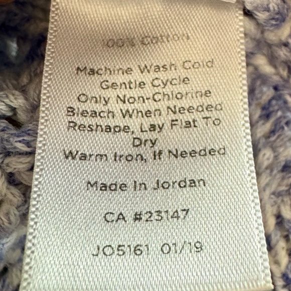 Talbots 100% Cotton Open Knit Chunky Blue And White Sweater, Size M, EUC - Picture 8 of 9